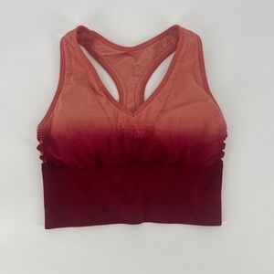 VS PINK Sport Ombre Racerback Seamless Sports Bra Burgundy Coral Size S